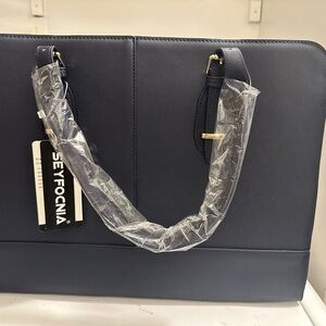 Navy Laptop Bag For Women Leather Work 15.6 Inch Laptop For Computer Bag